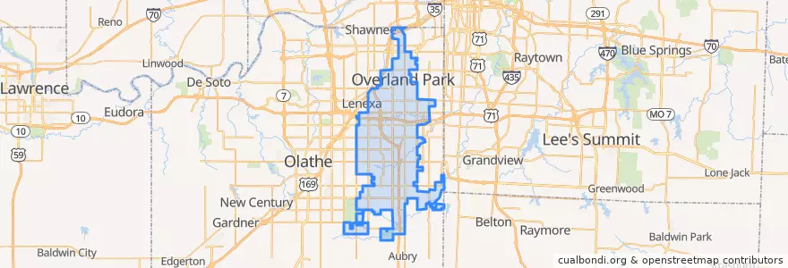 Mapa de ubicacion de Overland Park.