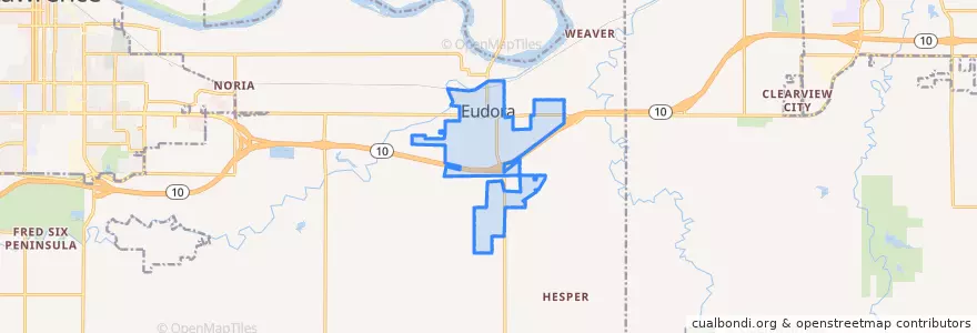 Mapa de ubicacion de Eudora.