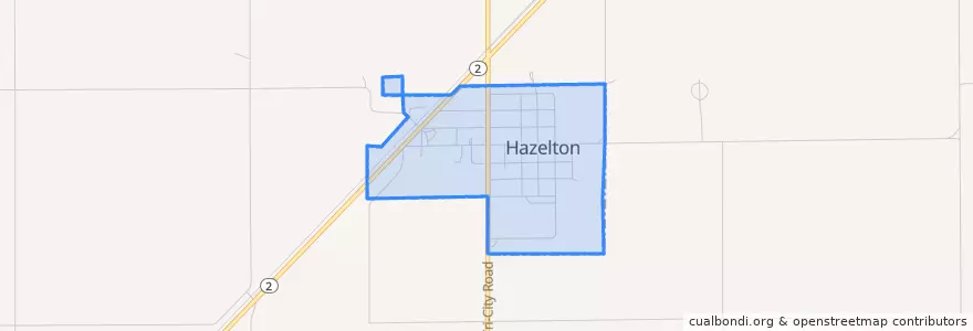 Mapa de ubicacion de Hazelton.