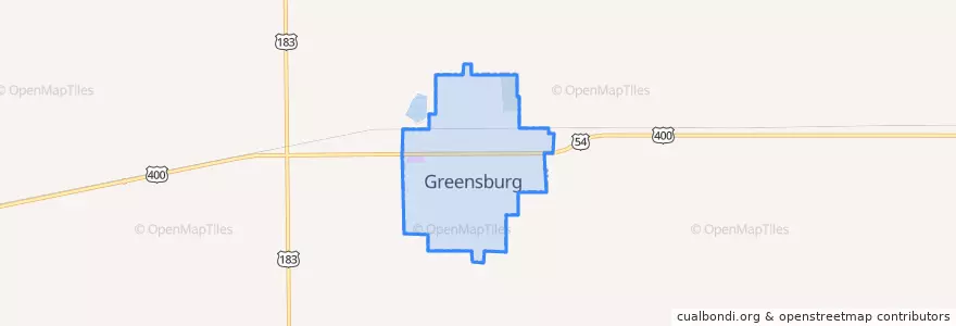 Mapa de ubicacion de Greensburg.