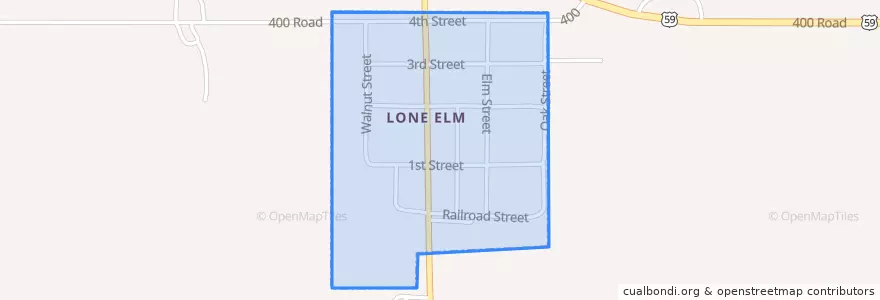 Mapa de ubicacion de Lone Elm.