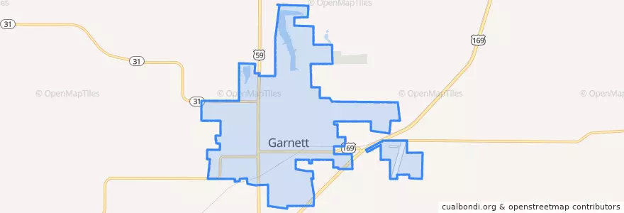 Mapa de ubicacion de Garnett.