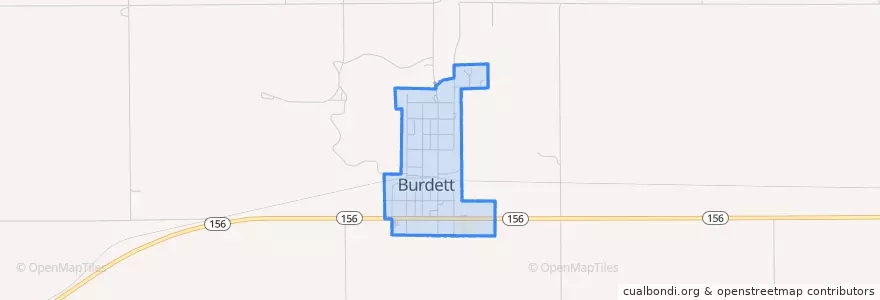 Mapa de ubicacion de Burdett.
