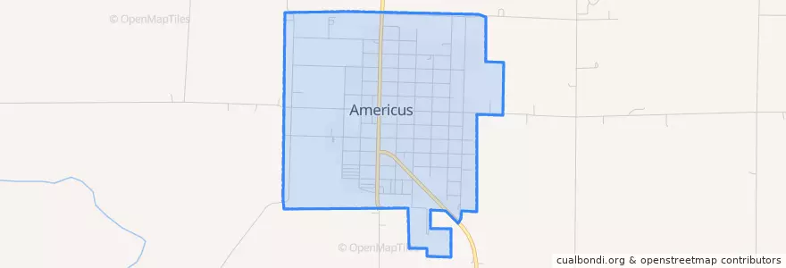 Mapa de ubicacion de Americus.
