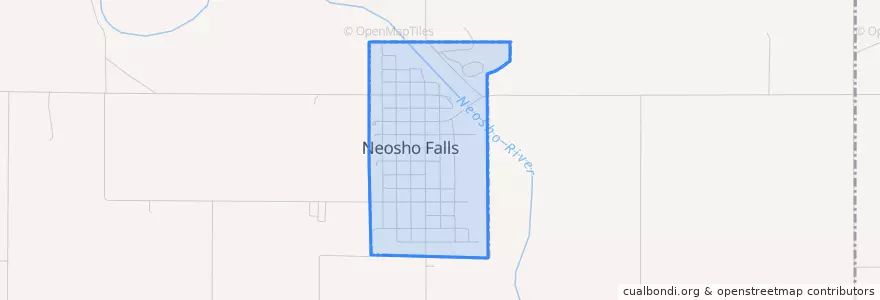 Mapa de ubicacion de Neosho Falls.