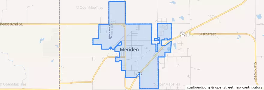 Mapa de ubicacion de Meriden.
