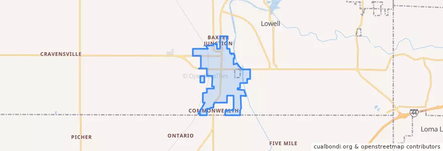 Mapa de ubicacion de Baxter Springs.