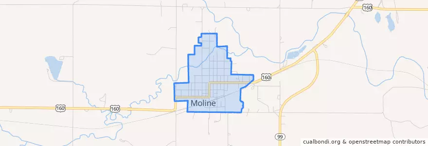 Mapa de ubicacion de Moline.