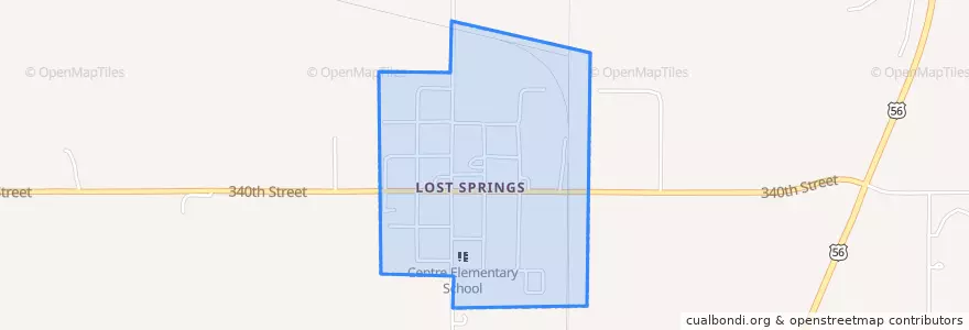 Mapa de ubicacion de Lost Springs.