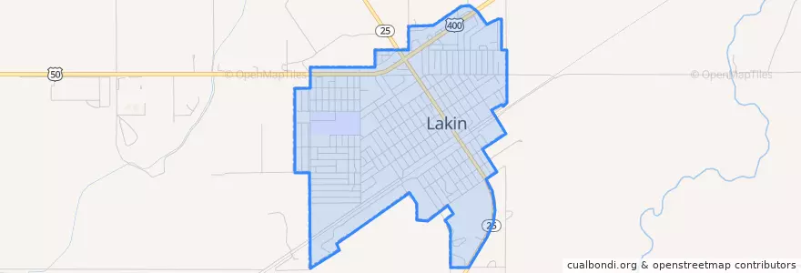 Mapa de ubicacion de Lakin.