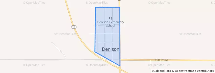 Mapa de ubicacion de Denison.