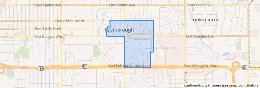 Mapa de ubicacion de Eastborough.