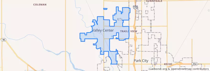 Mapa de ubicacion de Valley Center.