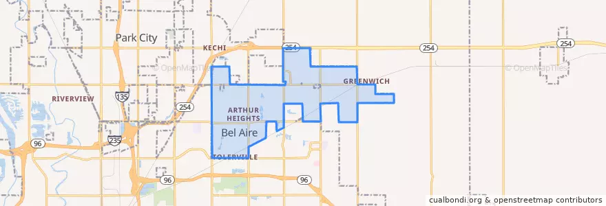 Mapa de ubicacion de Bel Aire.