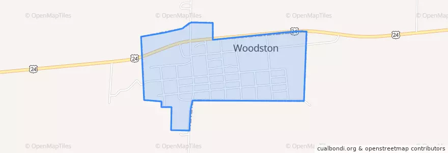 Mapa de ubicacion de Woodston.