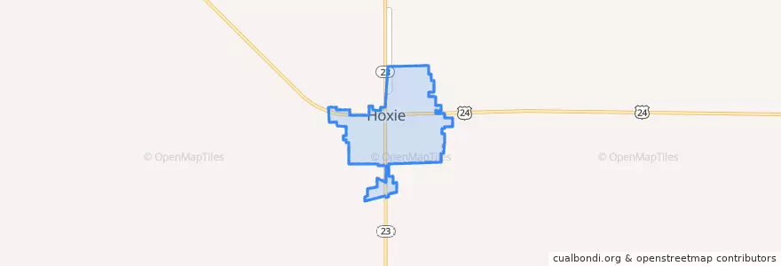 Mapa de ubicacion de Hoxie.