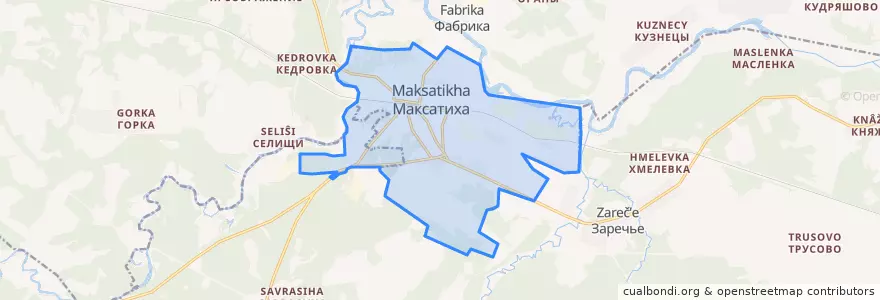 Mapa de ubicacion de городское поселение Максатиха.