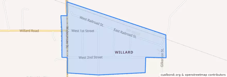 Mapa de ubicacion de Willard.