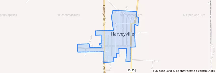 Mapa de ubicacion de Harveyville.