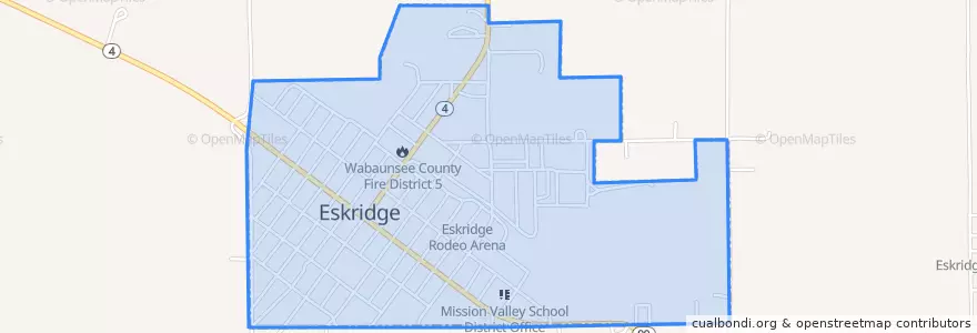 Mapa de ubicacion de Eskridge.