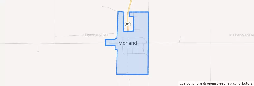 Mapa de ubicacion de Morland.