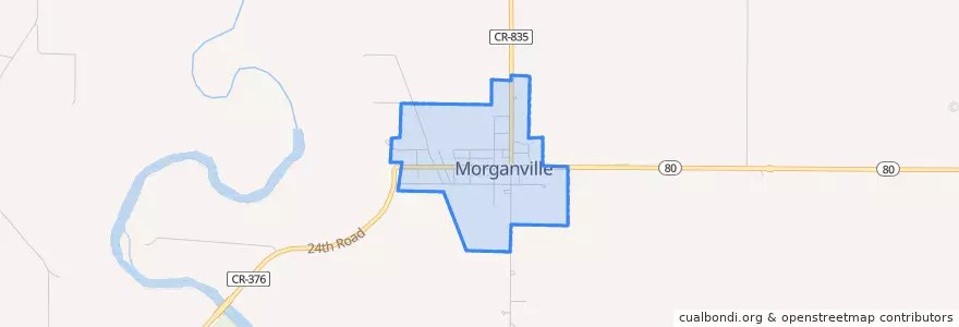 Mapa de ubicacion de Morganville.