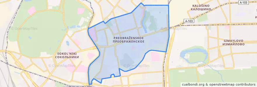 Mapa de ubicacion de район Преображенское.