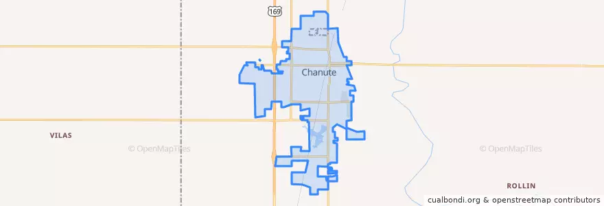 Mapa de ubicacion de Chanute.