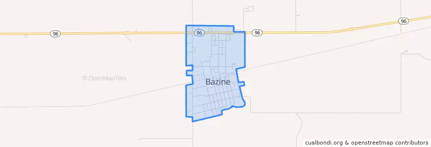 Mapa de ubicacion de Bazine.