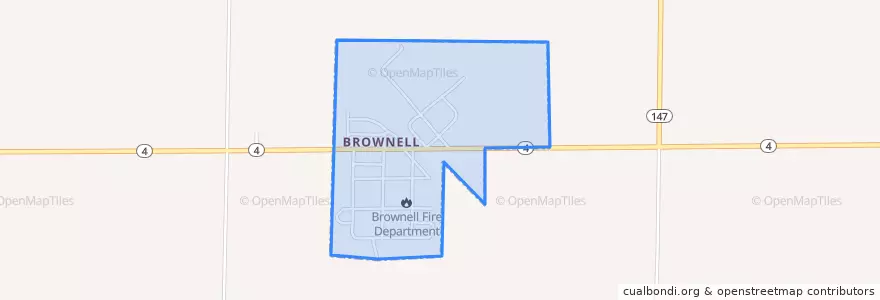 Mapa de ubicacion de Brownell.