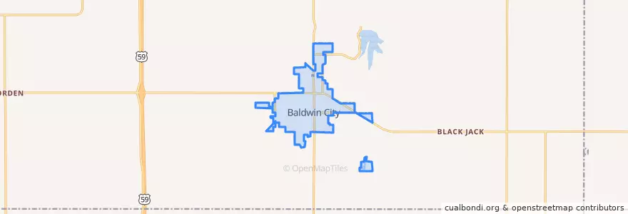 Mapa de ubicacion de Baldwin City.