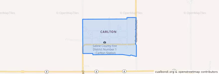 Mapa de ubicacion de Carlton.