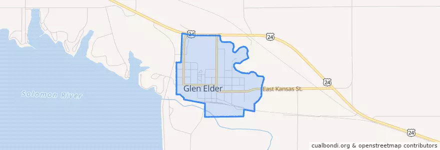 Mapa de ubicacion de Glen Elder.