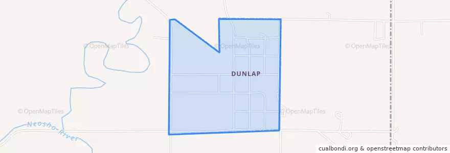 Mapa de ubicacion de Dunlap.