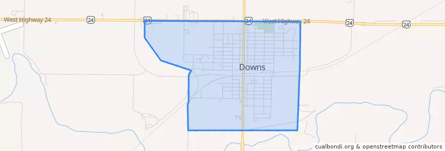 Mapa de ubicacion de Downs.
