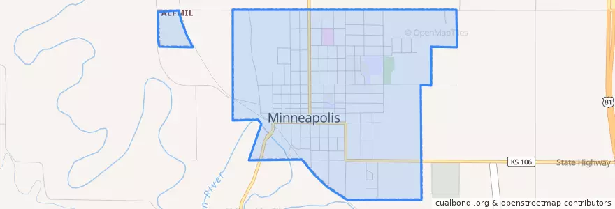 Mapa de ubicacion de Minneapolis.