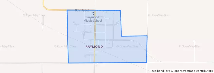Mapa de ubicacion de Raymond.