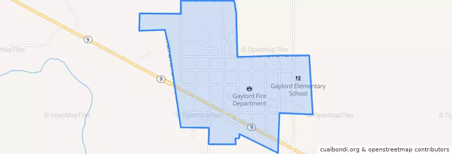 Mapa de ubicacion de Gaylord.