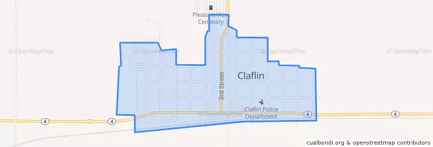 Mapa de ubicacion de Claflin.