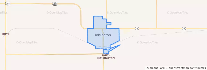 Mapa de ubicacion de Hoisington.