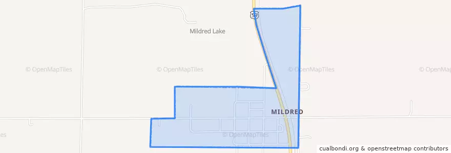 Mapa de ubicacion de Mildred.