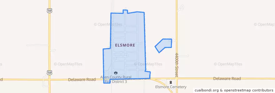 Mapa de ubicacion de Elsmore.