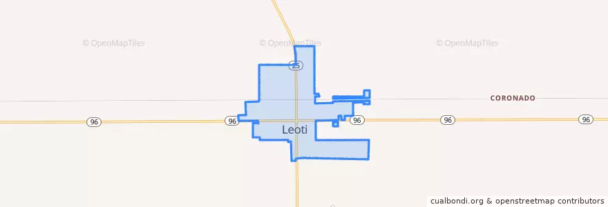 Mapa de ubicacion de Leoti.