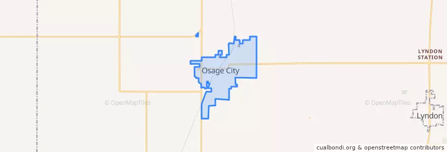 Mapa de ubicacion de Osage City.