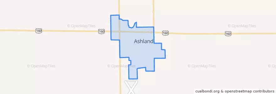 Mapa de ubicacion de Ashland.