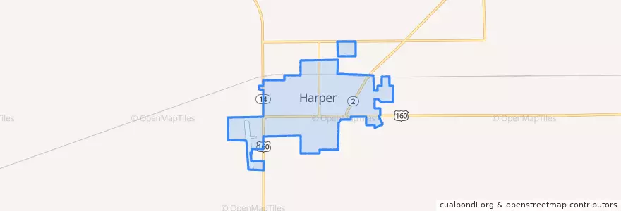 Mapa de ubicacion de Harper.