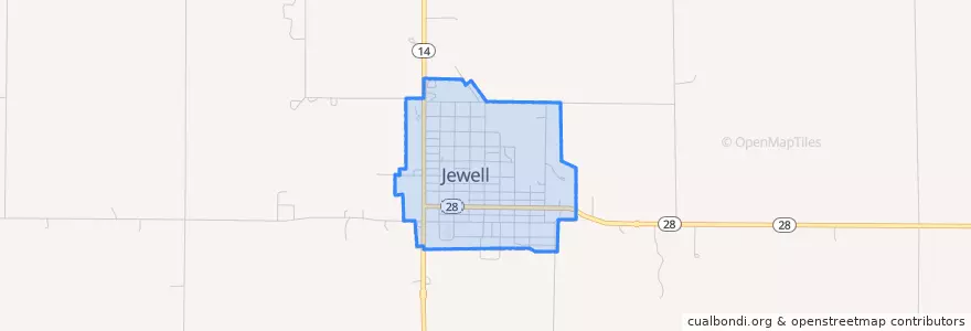 Mapa de ubicacion de Jewell.