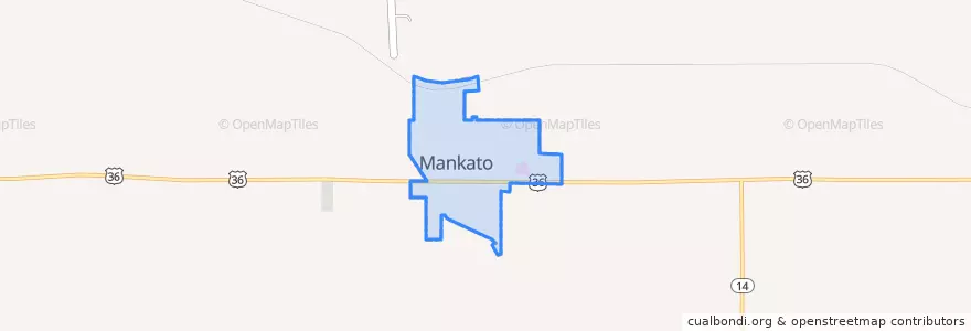 Mapa de ubicacion de Mankato.