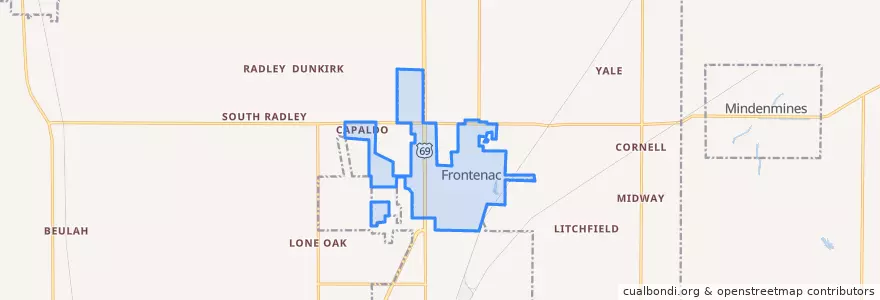 Mapa de ubicacion de Frontenac.