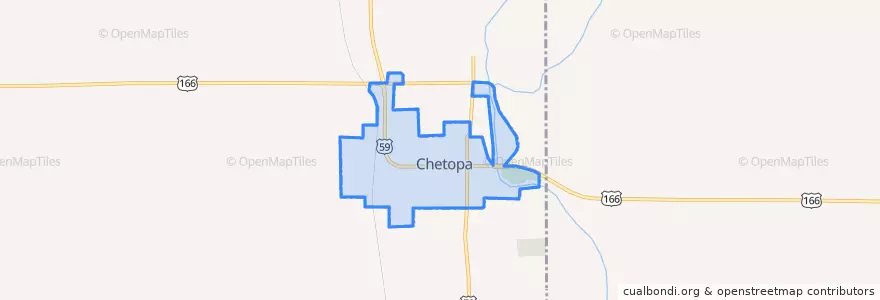 Mapa de ubicacion de Chetopa.